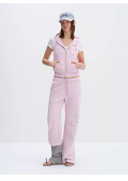 Rebel Script Print Relaxed Flared Sweatpants