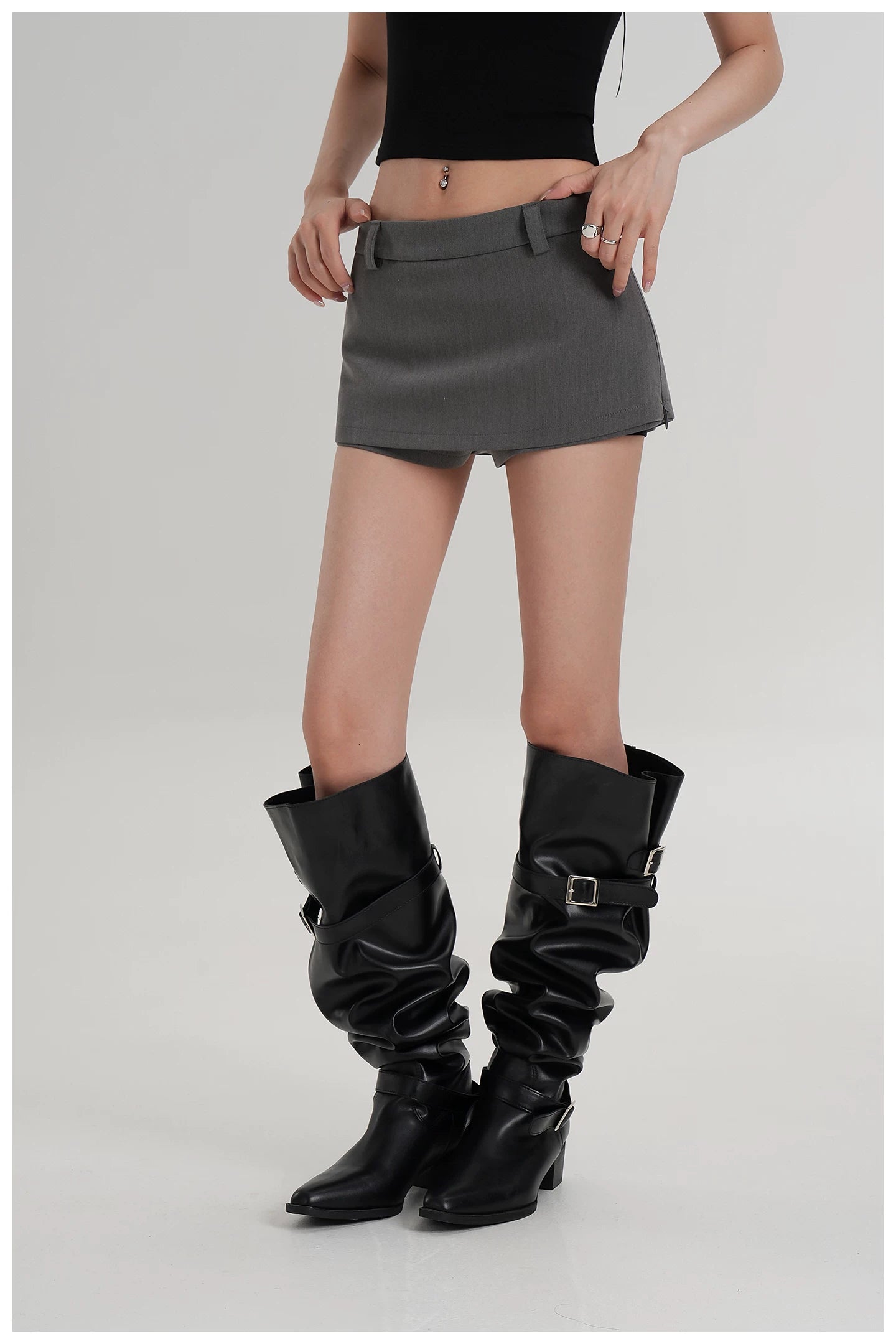 Minimalist Side-Zip Skort Mini Skirt