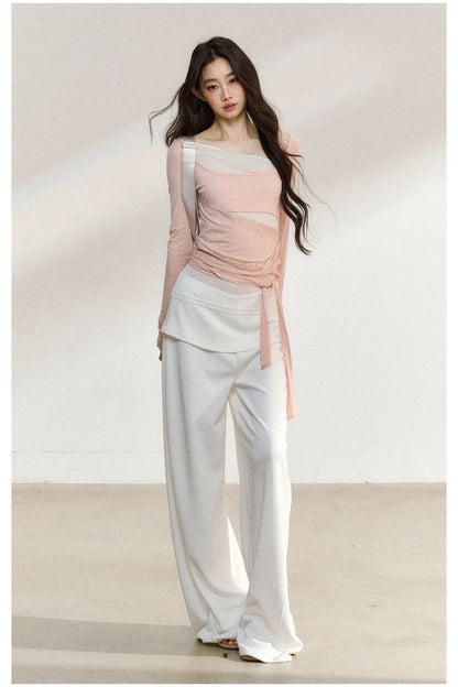 7ShiftiLayered Mesh-Knit Tie Detail T-Shirts