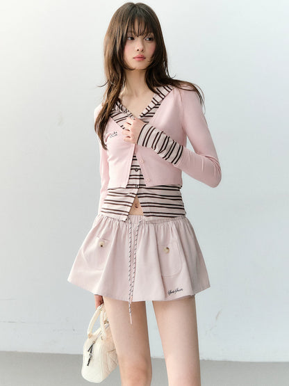 Sporty Striped Layered Hooded Top