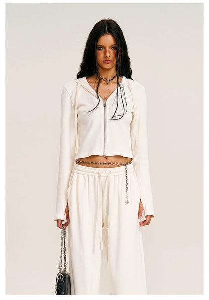 Wild Vintage Zip-up Cropped  Hoodie