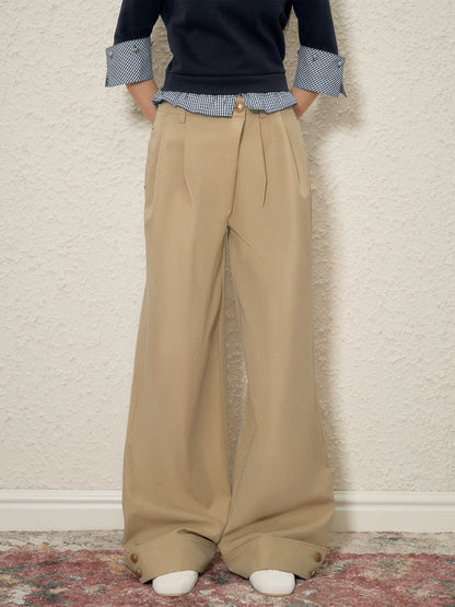 Diagonal Fly Pleated Cargo Pants