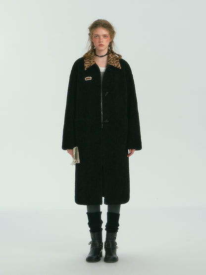 Contrast Collar Sherpa Long Coat