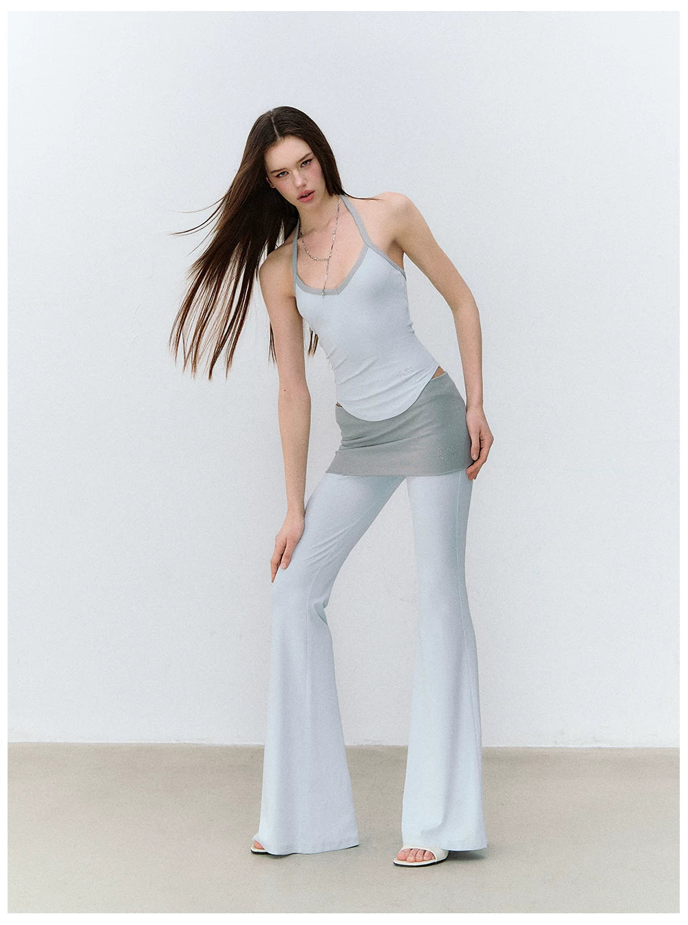 X-line Holiday Set: Cardigan, Rhinestone Vest, Flared Pants