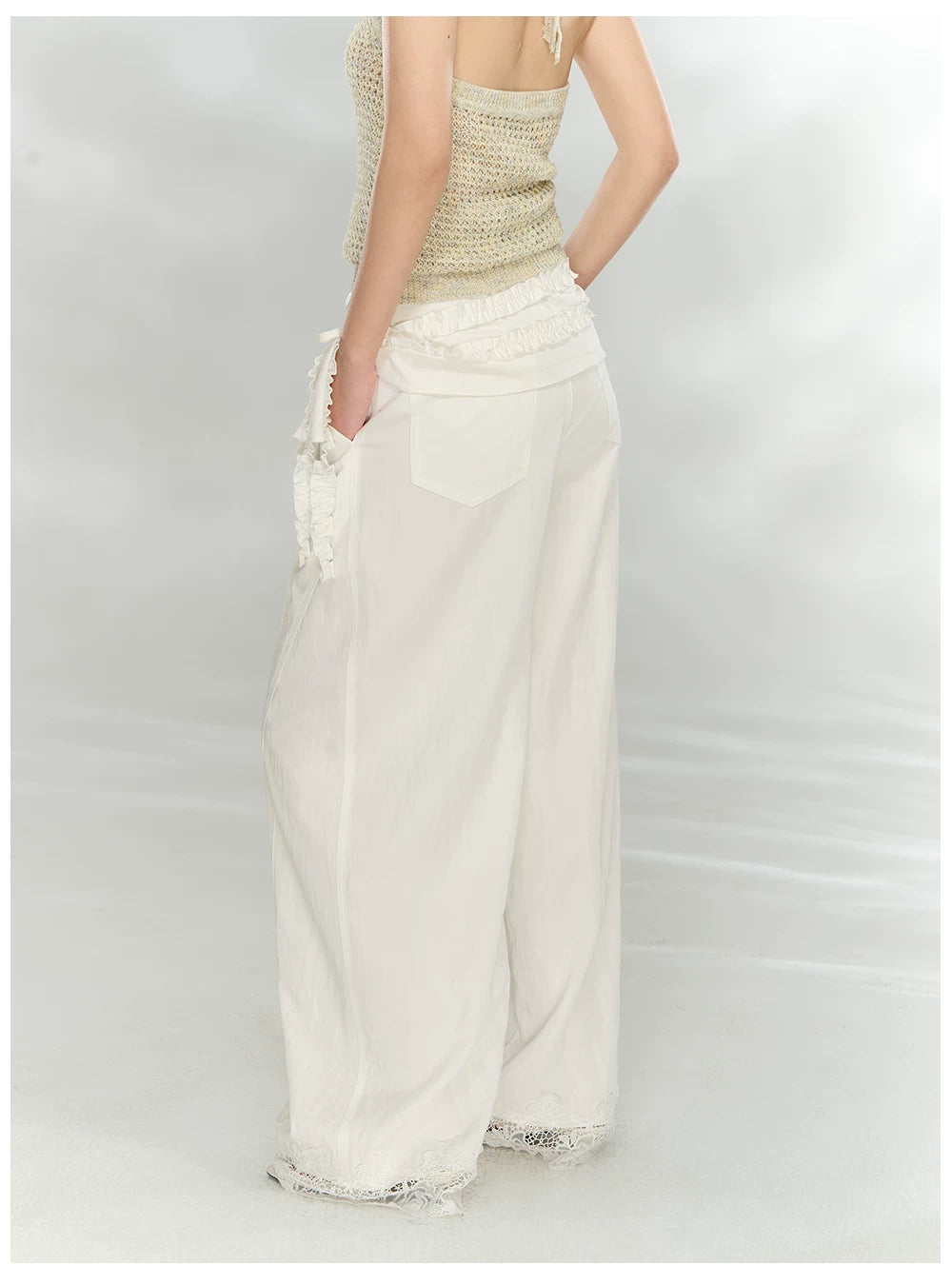 Detachable Lace Panel Tailored Trousers