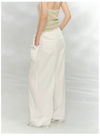 Detachable Lace Panel Tailored Trousers