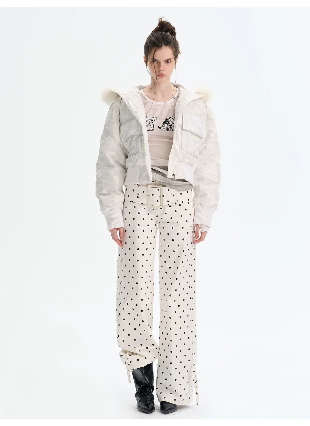 Vintage Printed Short Down Jacket