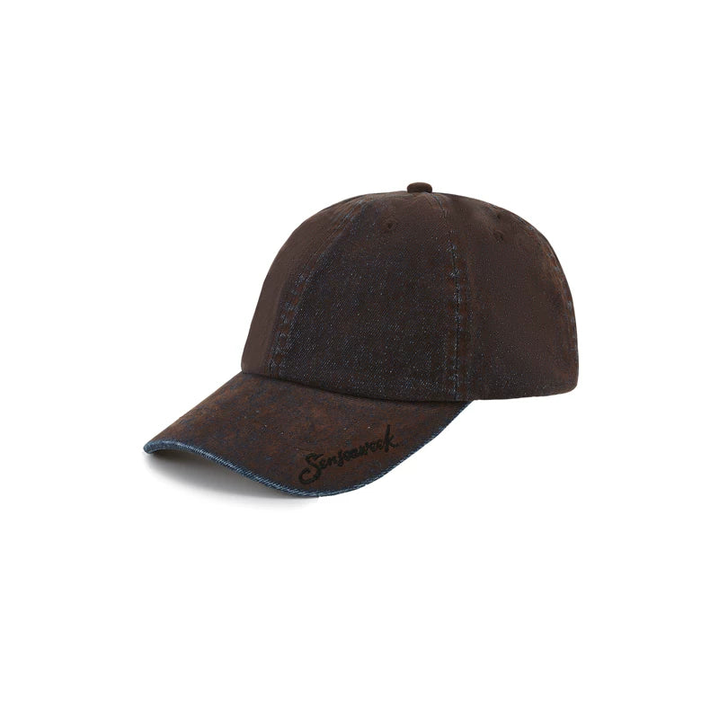 Embroidered Logo Washed Denim Baseball Cap