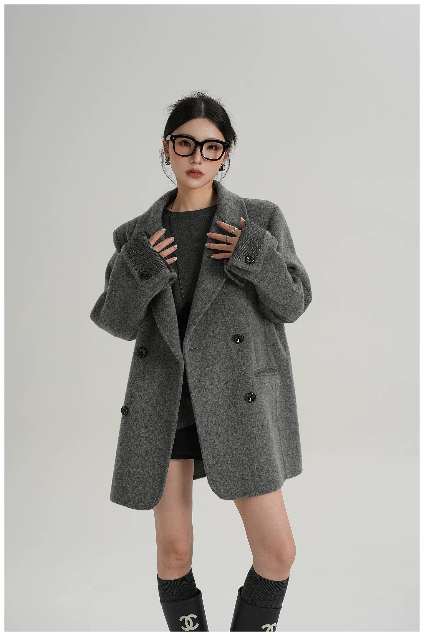 Mid-Length Double-Faced Wool Blazer