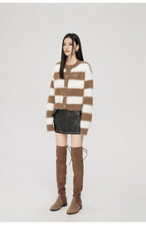 (Final Sale) Black & Brown Striped Cardigan - CHINASQUAD