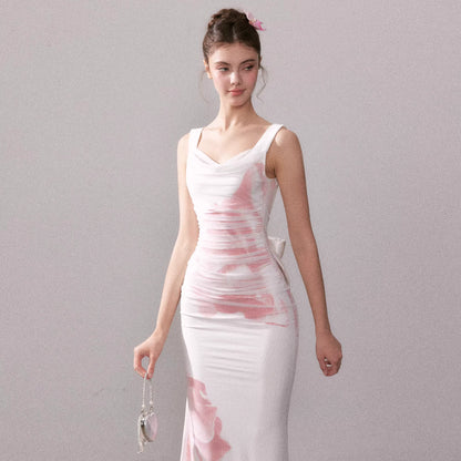 Icy Rose Floral Mesh Mermaid Maxi Dress