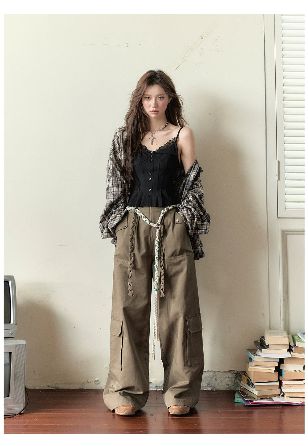 Loose-fitting Straight-leg Pants with Large Pockets