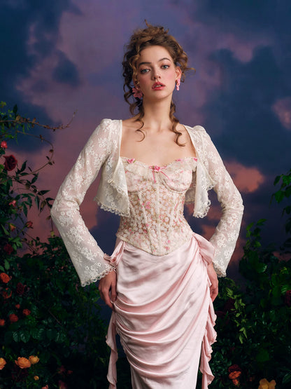 French Couture Lace Bustier &amp; Skirt Set