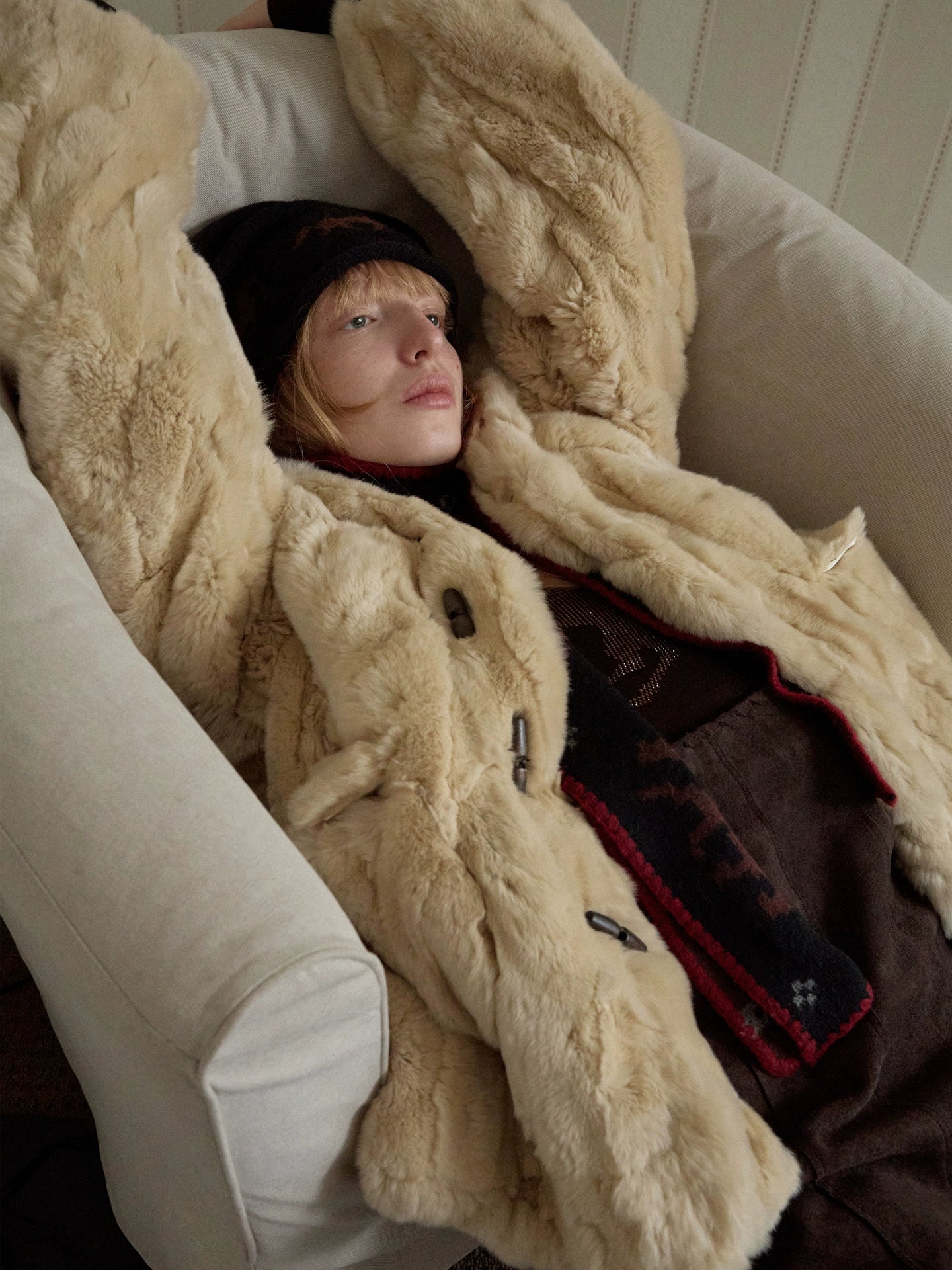 Heavycrafted Rex Rabbit Fur Panel Shirt Jacket