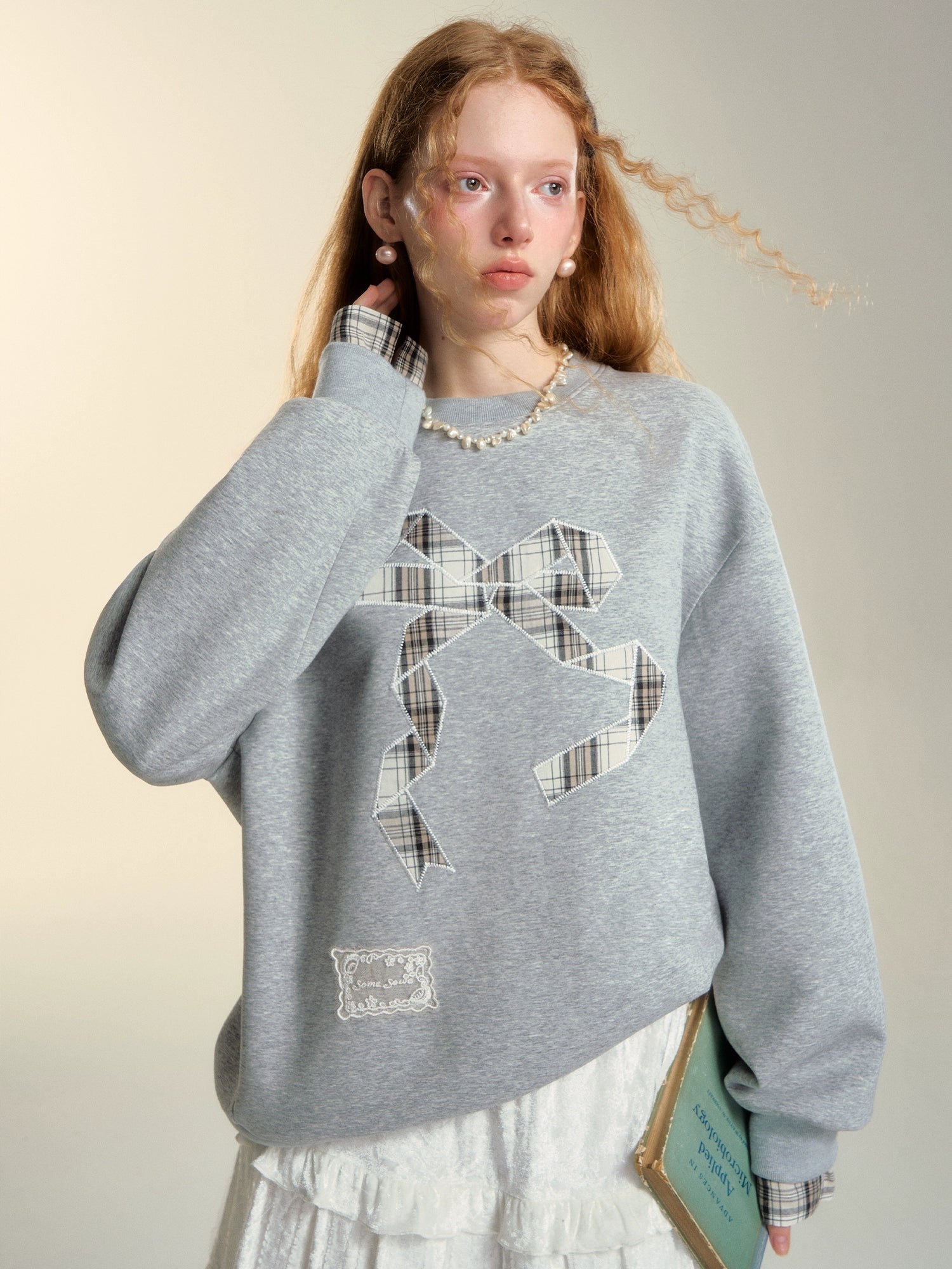 Embroidered Origami Bow Sweatshirt