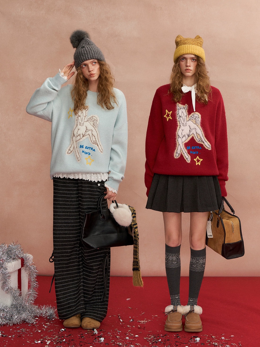 Cyber Pony Jacquard Oversized Knit Sweater