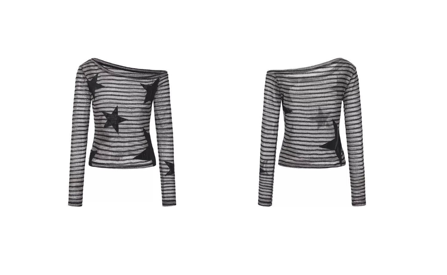 Asymmetric Sheer Knit Off-Shoulder Top