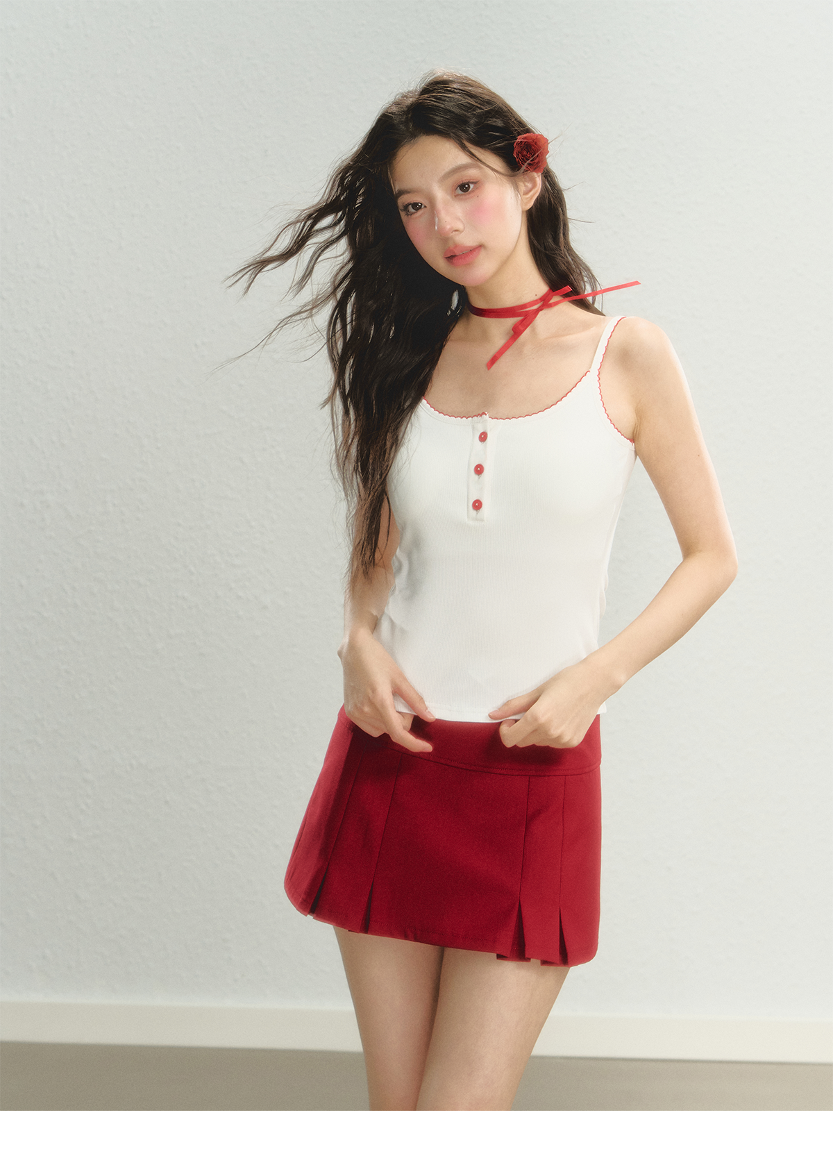 Red &amp; Dark Gray Skort - CHINASQUAD