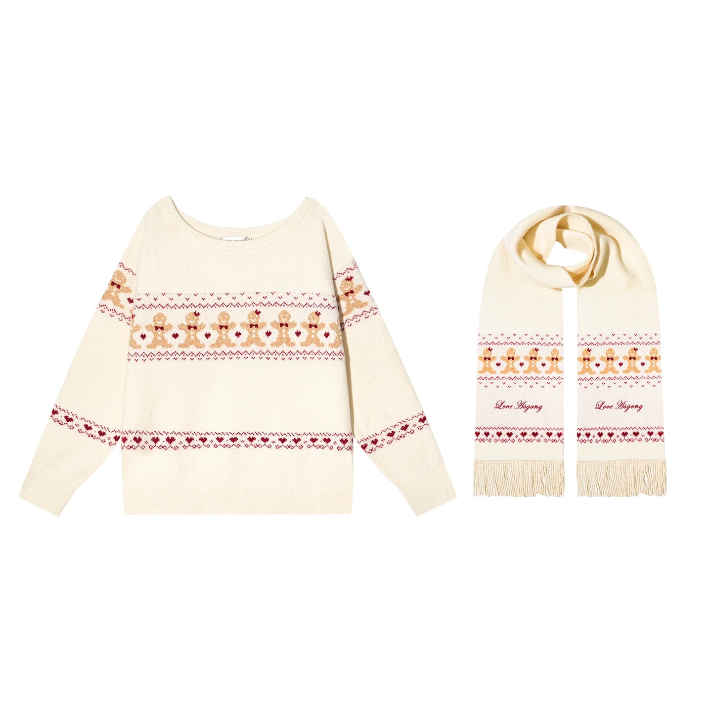 Wool-Blend Christmas Sweater &amp; Scarf Set