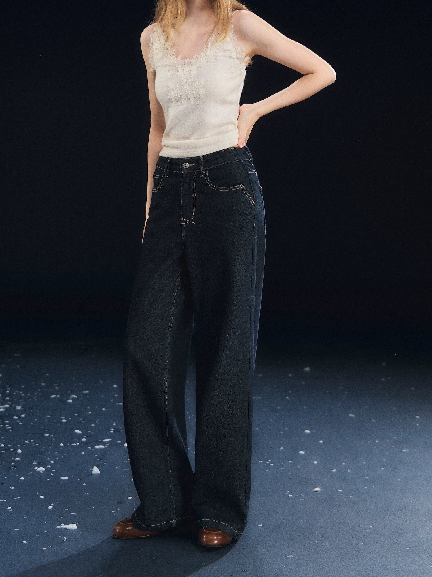 Fleece-Lined Stretch Straight Jeans