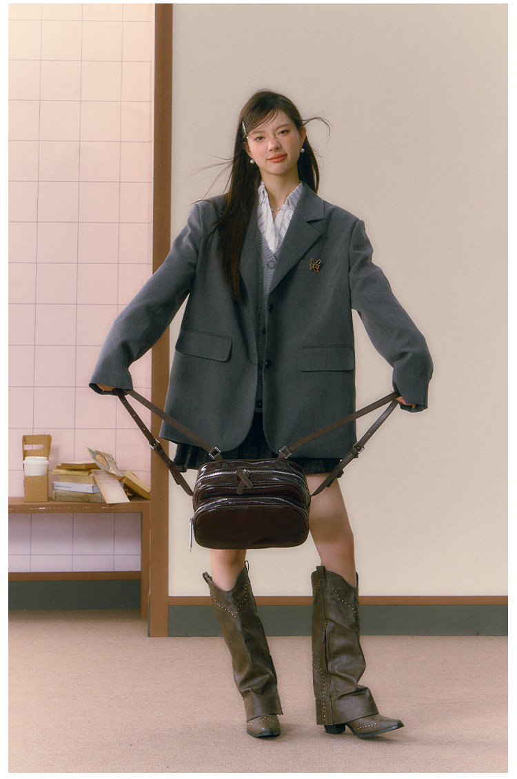 Gray Loose Suit Jacket - CHINASQUAD