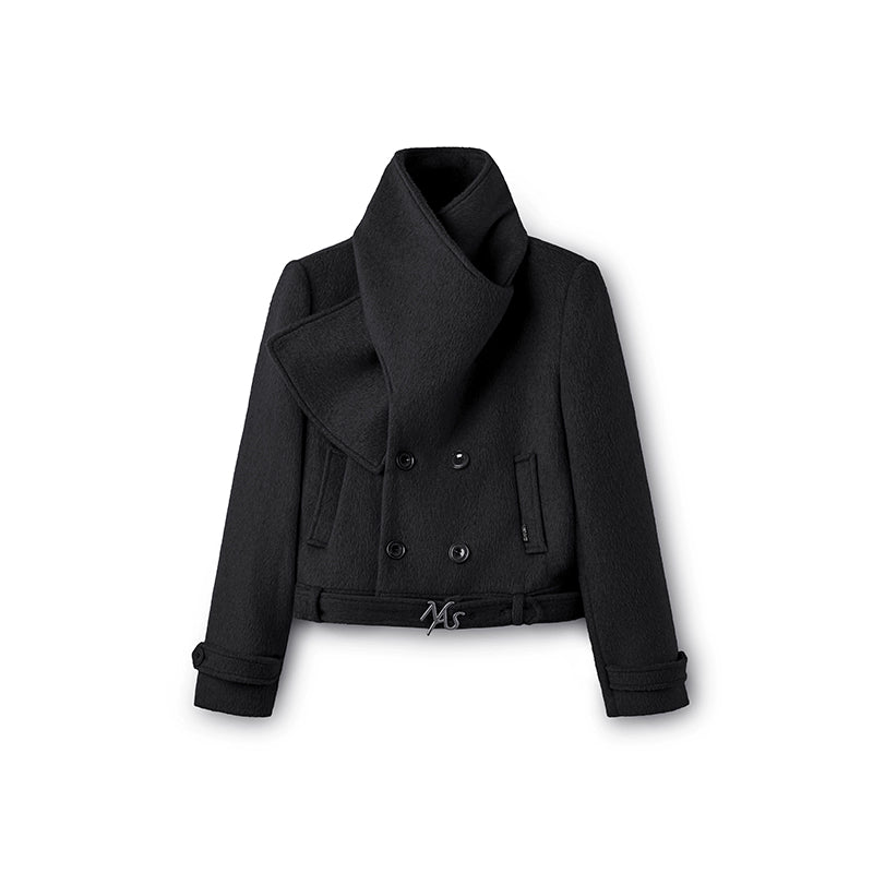 &quot;Ross Series&quot; Wool Scarf-Collar Coat