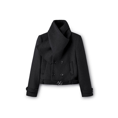 &quot;Ross Series&quot; Wool Scarf-Collar Coat