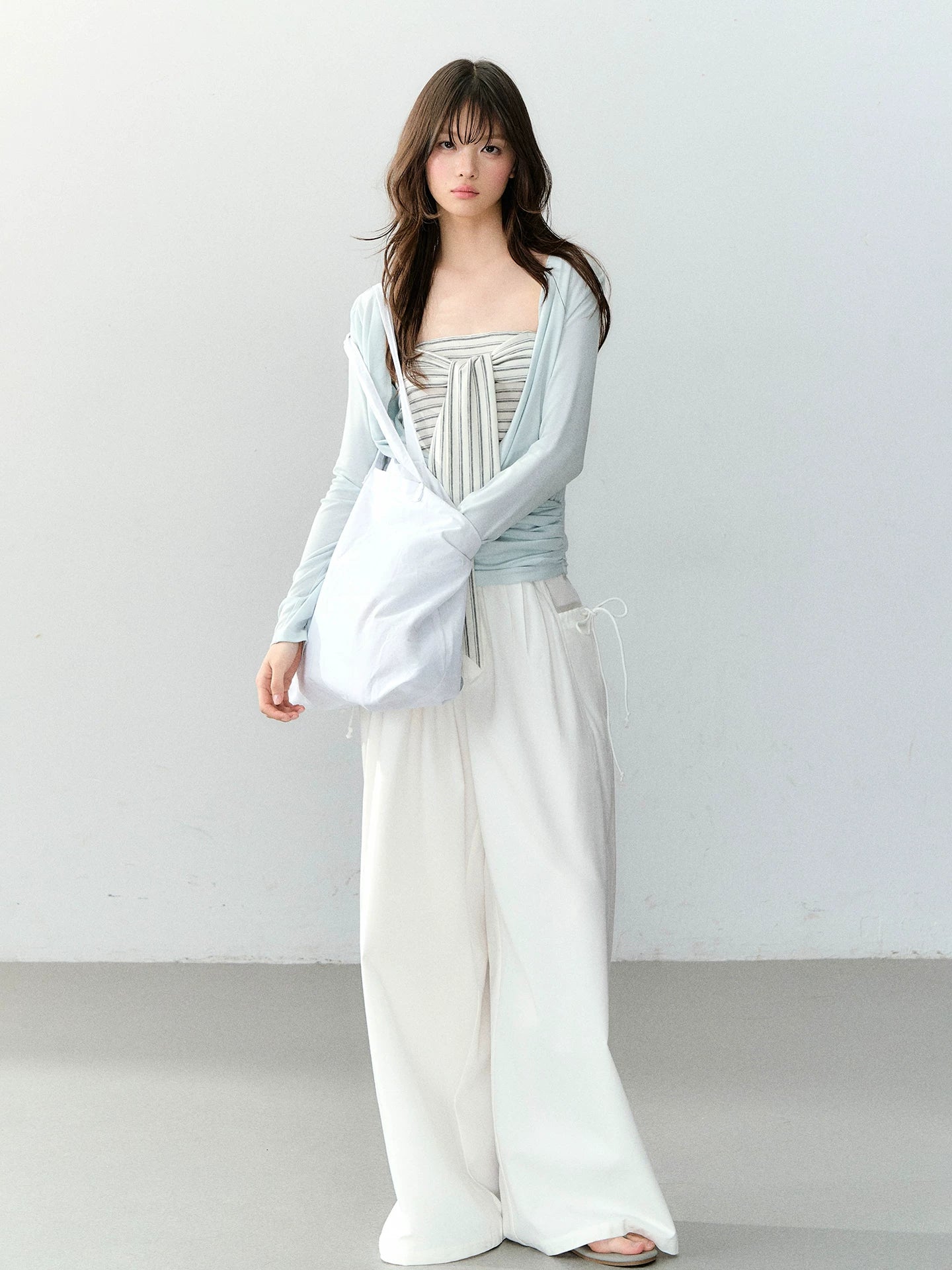 Lyocell Draped Neck Two-Piece Top Set