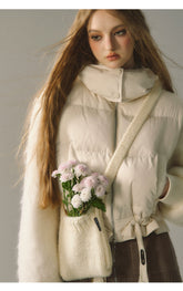 Apricot High-neck Puffer Jacket - CHINASQUAD