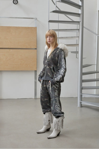 Faux-Fur Hooded Sweatshirt &amp; Sweatpants Set