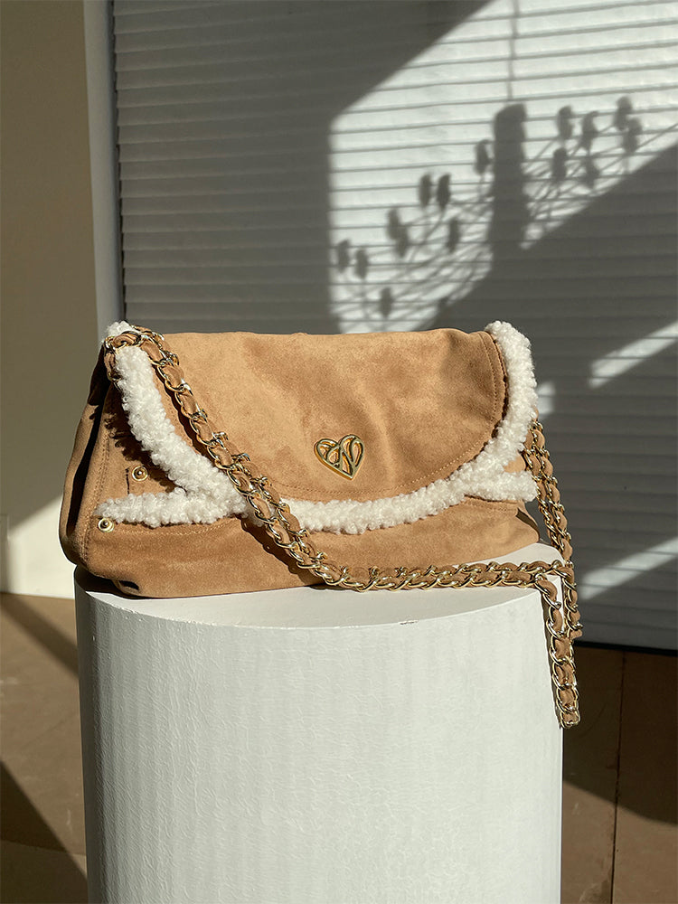 Suede Brown Pouch Bag