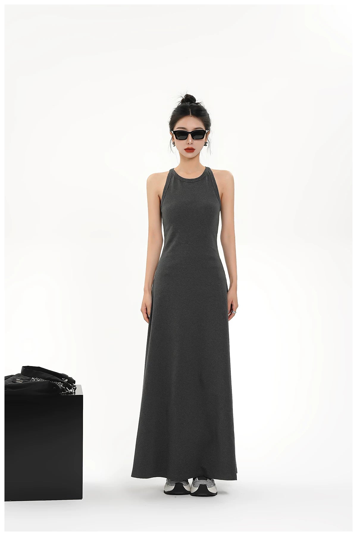 Built-In Bra Stretch Maxi Slip Dress