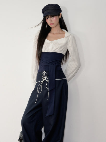 Navy Color-Blocking Shirt &amp; Pants Set - CHINASQUAD