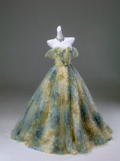 Coral Whisper Ethereal Tulle Couture Gown