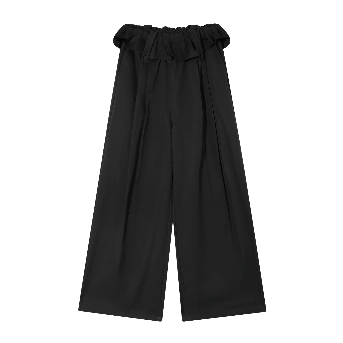 Turned-over Waist Straight-leg Casual Pants