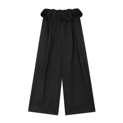 Turned-over Waist Straight-leg Casual Pants