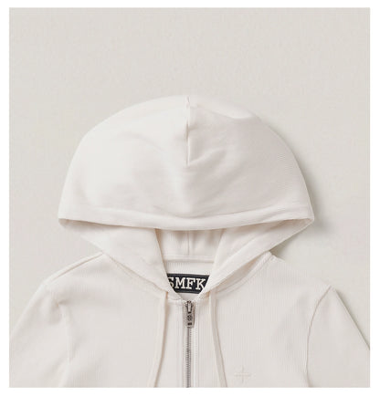 Wild Vintage Zip-up Cropped  Hoodie