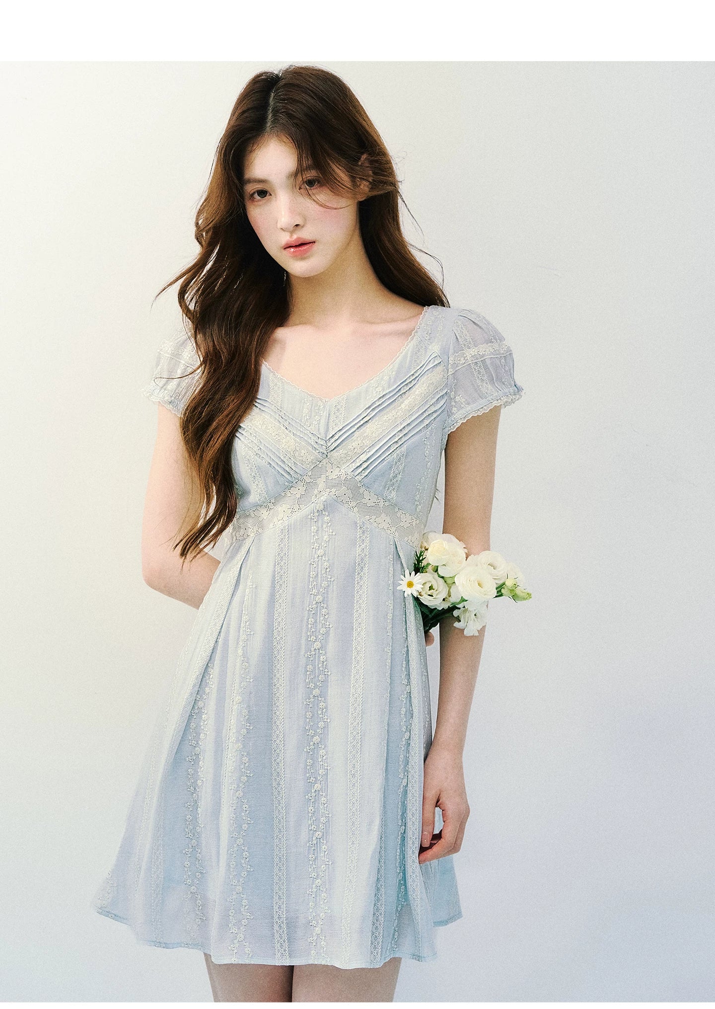 Vintage Lace Panel V-Neck Dress