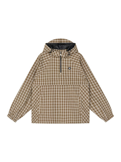 Brown and White Grid Pattern / S