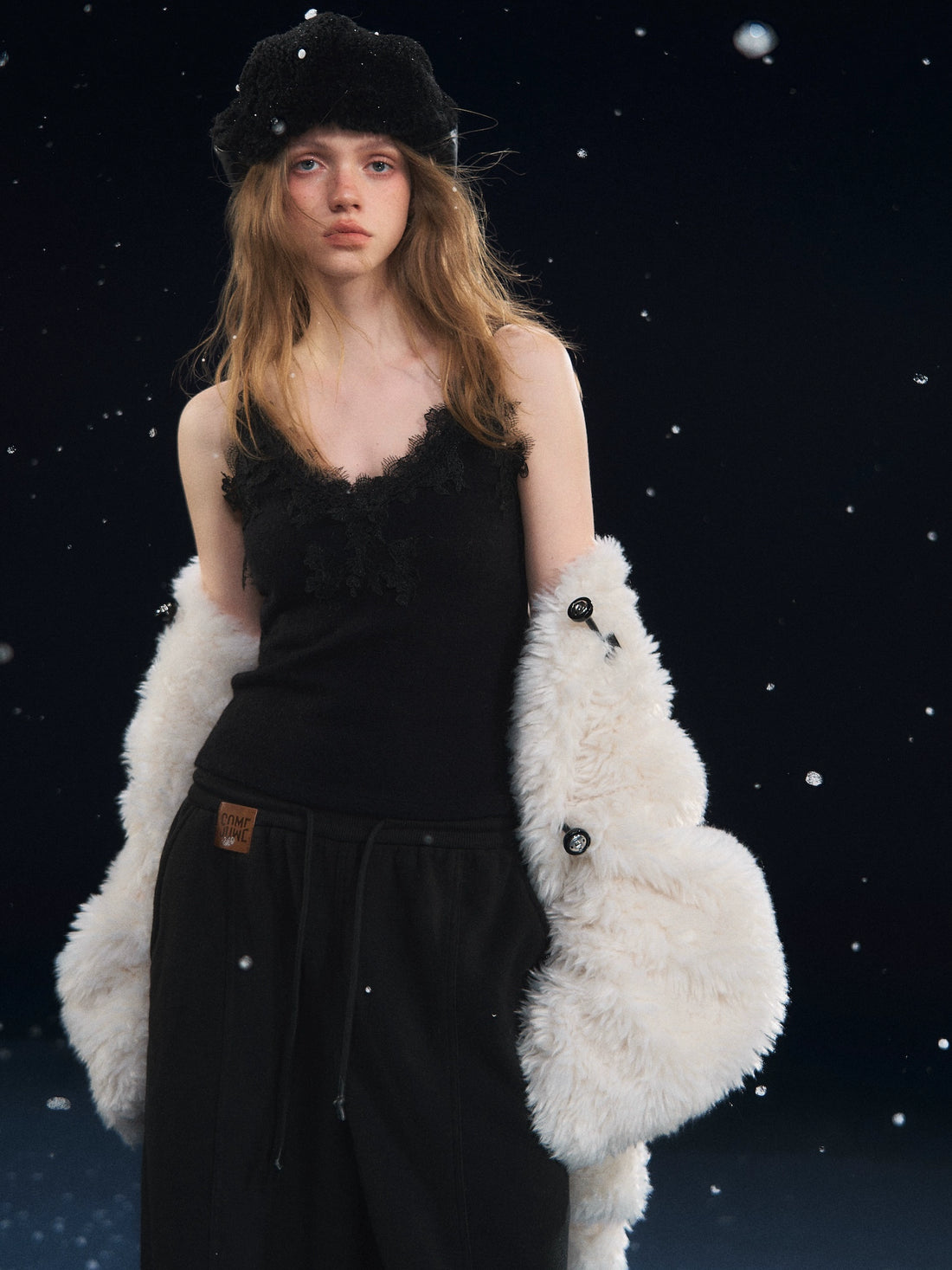 Textured Velvet Lace Cami Vest