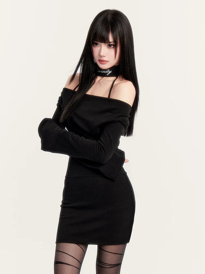 Cowl-Neck Choker Slim-Fit Bodycon Dress