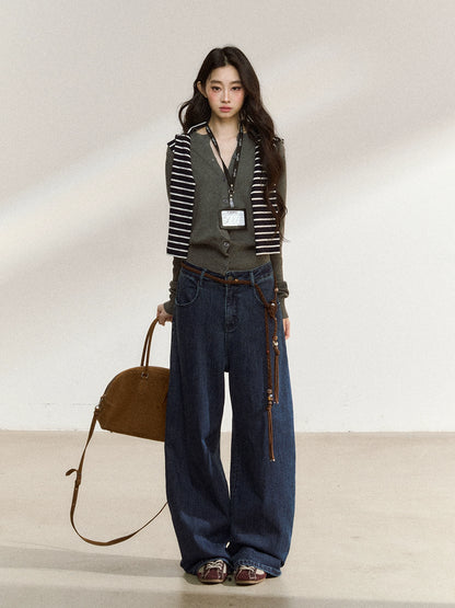 Classic Indigo High-Stretch Wide-Leg Jeans