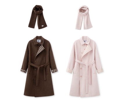 Berlin Avenue Wool Check Scarf Coat