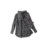 Gradient Plaid Casual Hooded Shirt - CHINASQUAD