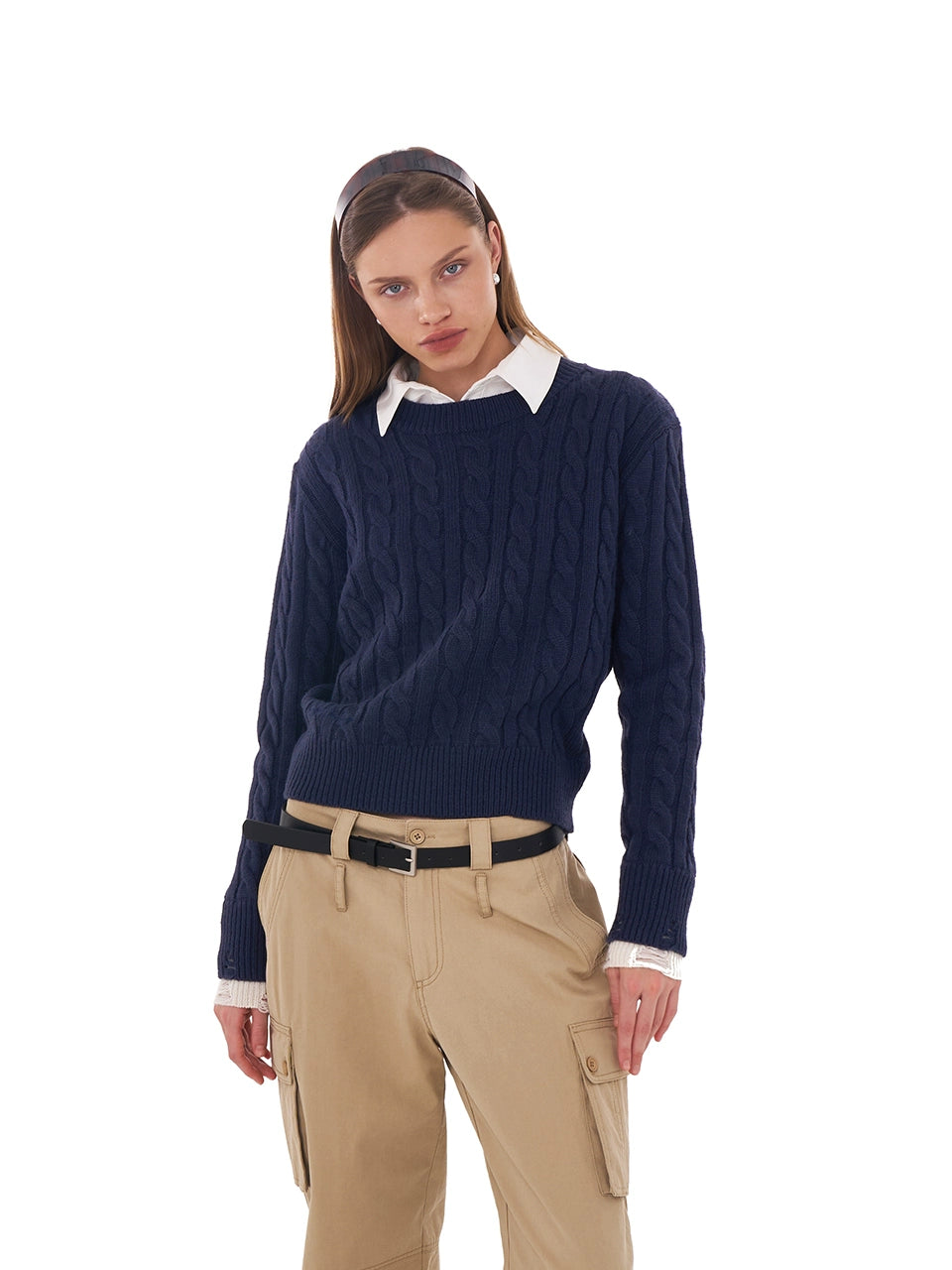 Cable Knit Crewneck Sweater