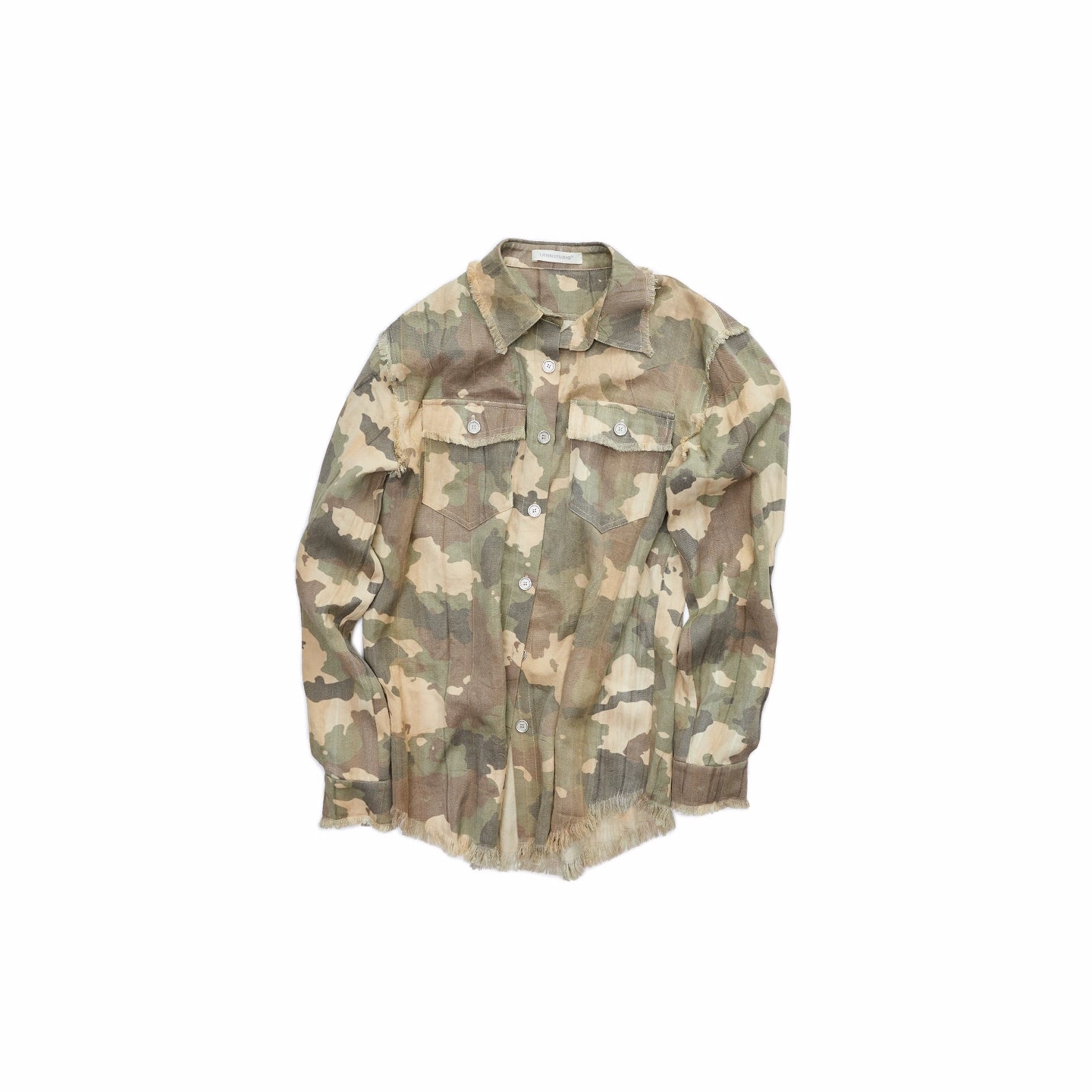 Vintage Camo Raw-Edge Tailored Shirt