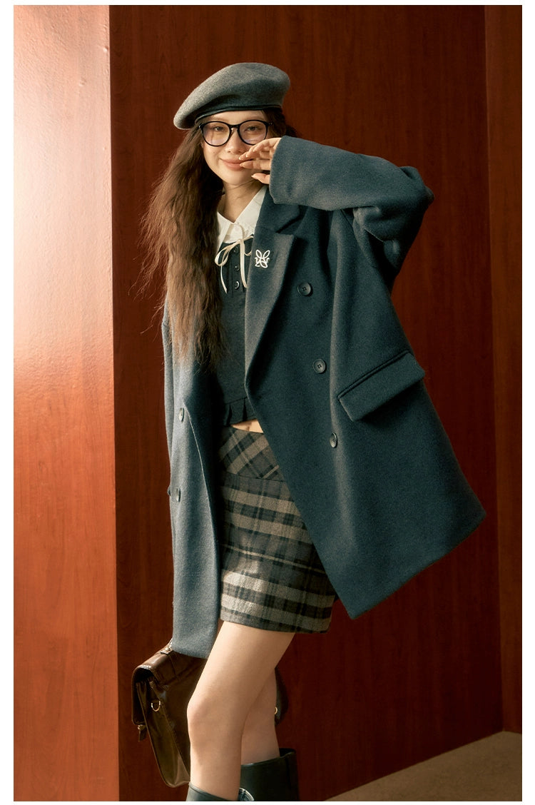 Gray Medium-Length Wool Coat - CHINASQUAD
