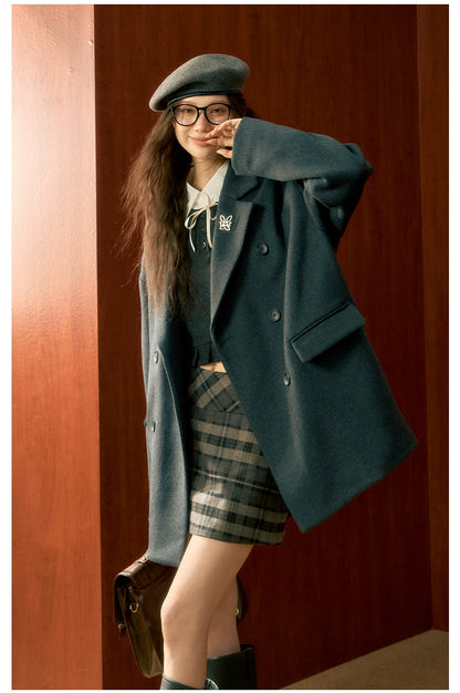 Gray Medium-Length Wool Coat - CHINASQUAD
