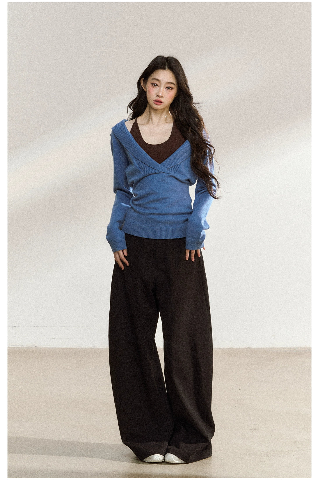 Black Relaxed Straight-Leg Trousers