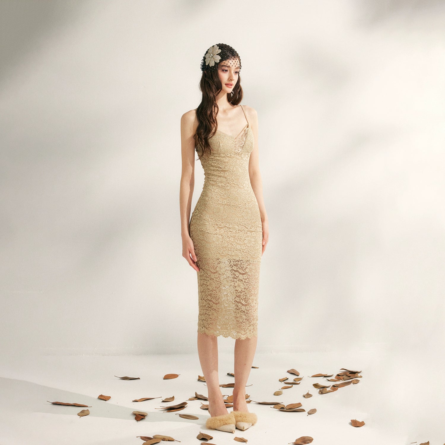 Embroidered Lace Fishtail Dress